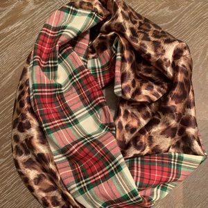 Tartan and animal print infinity scarf